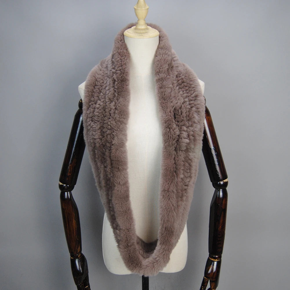 2025 Hot Sale Women New Real Fur Scarf Circle Long Real Fur Scarves Winter Warm Street Fashion Rex Rabbit Fur Muffler