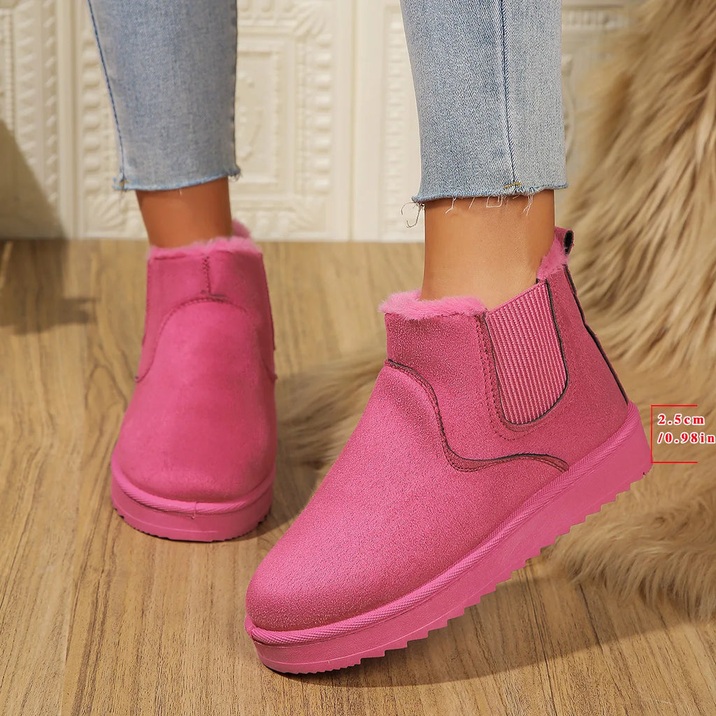 Winter Boots Women New Rubber Thick Sole Ankle Boots for Outdoor Elevated Comfort Warm Walking Cotton Shoes Fashion Snow Boots
