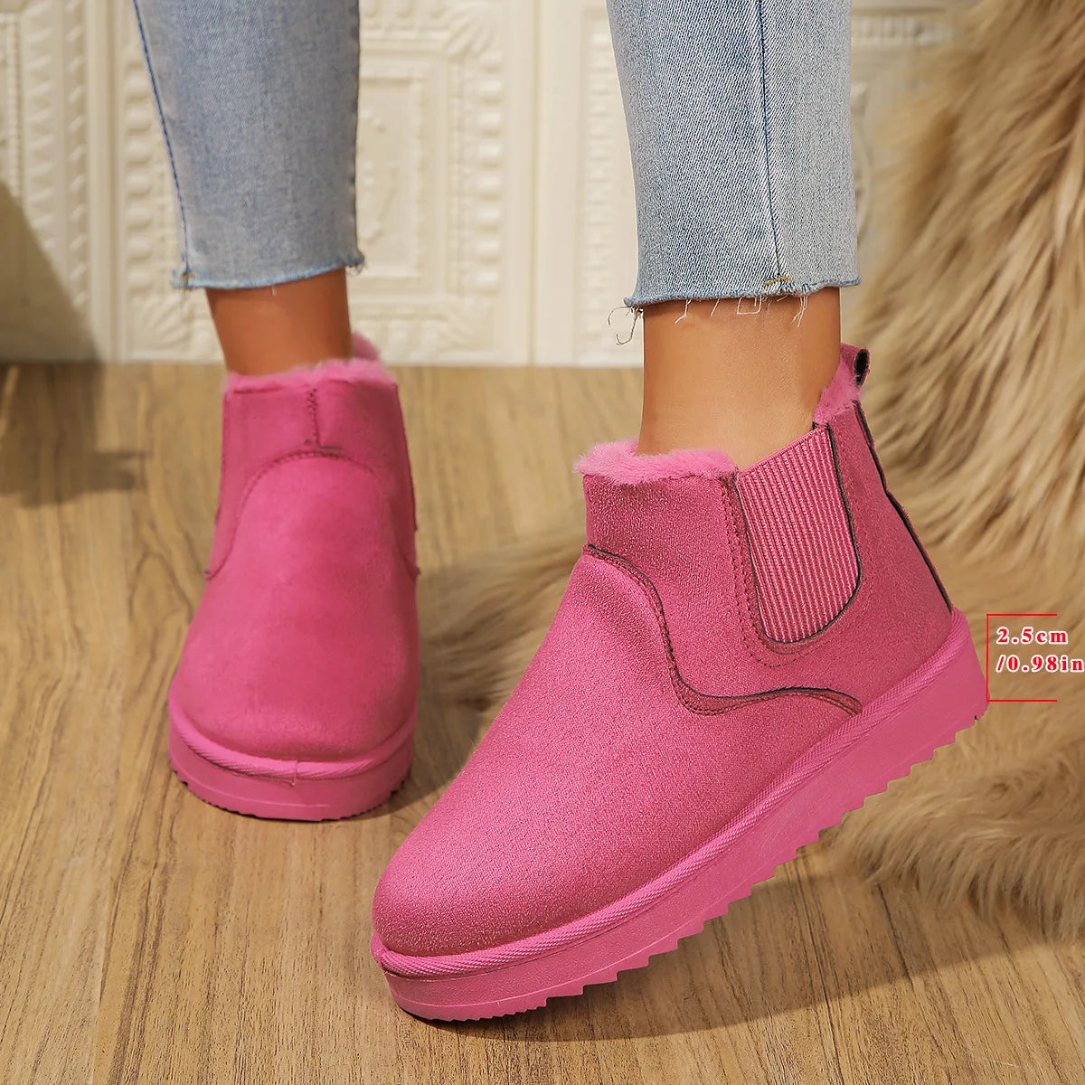 Winter Boots Women New Rubber Thick Sole Ankle Boots for Outdoor Elevated Comfort Warm Walking Cotton Shoes Fashion Snow Boots