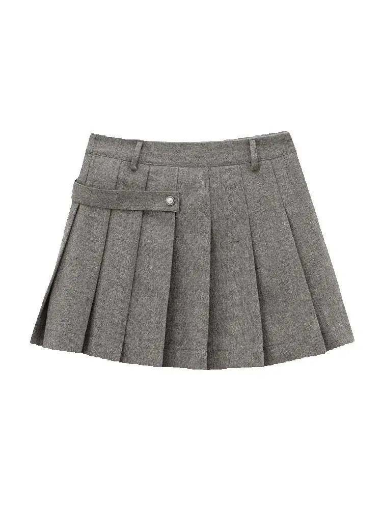 Women Wide Pleated Mini Skirt Sets For Women 2 Pieces Fashion Double Breasted Short Jacket Women 2 Pieces Women Outfit