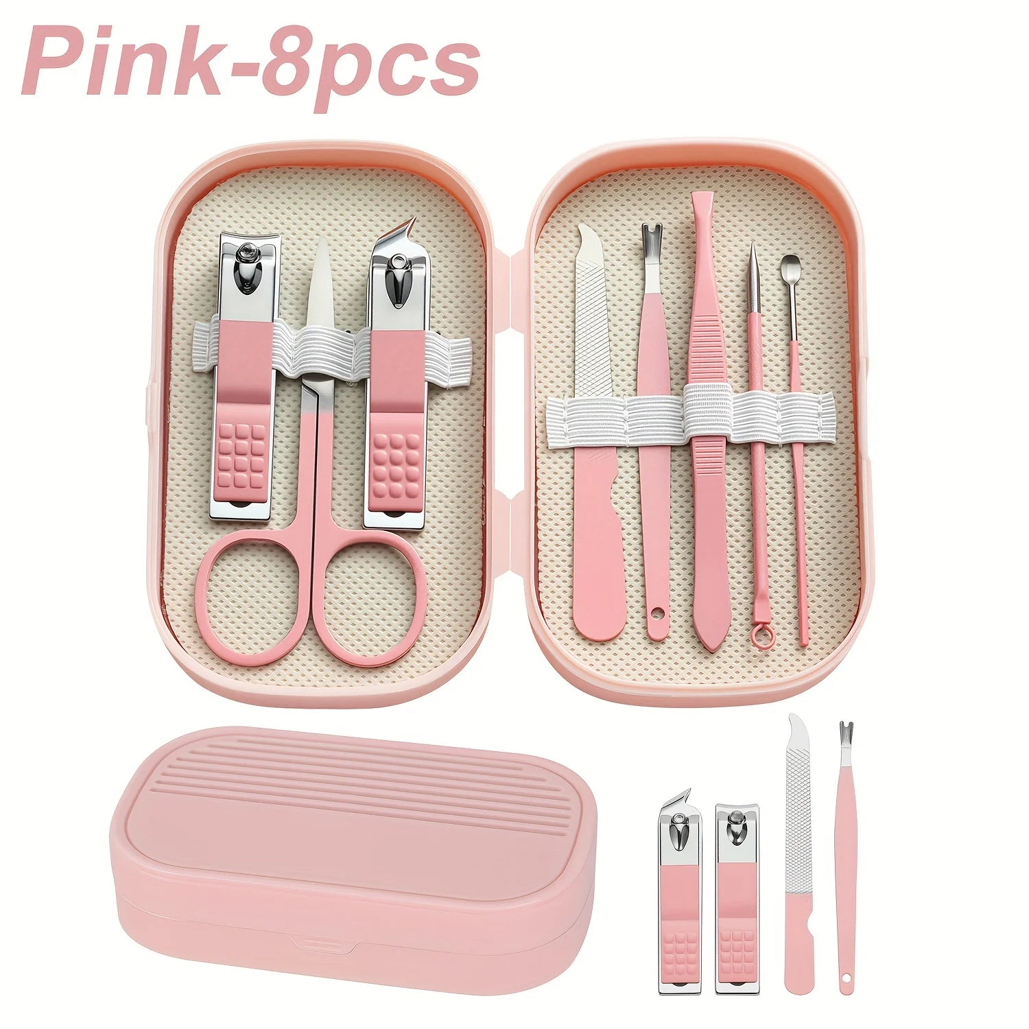 8pcs Manicure Foot Care Kit Including Nail Clippers and Trimming Tools with Portable Storage Box