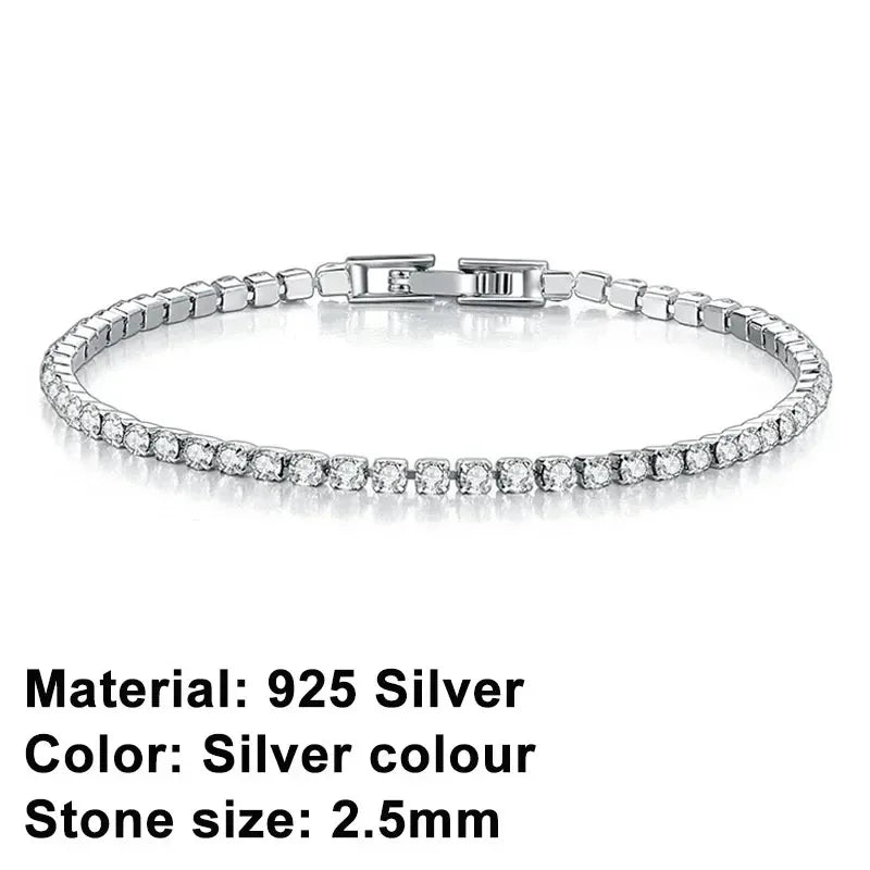 Hip hop trendy new exquisite 925 sterling silver tennis bracelet, gold men's and women's bracelets, crystal jewelry gifts