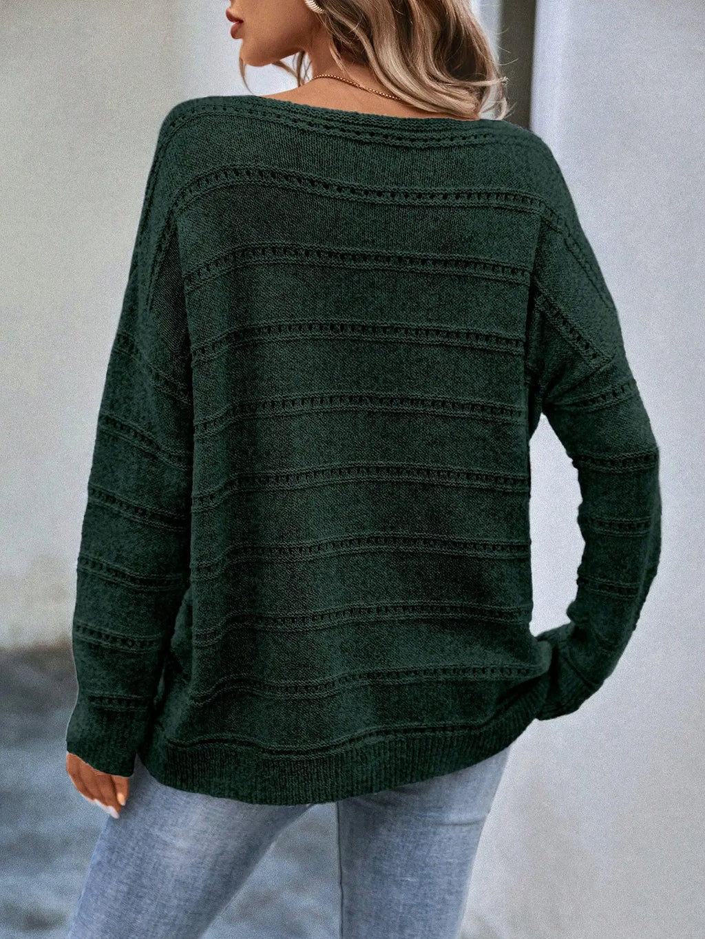 New solid color hollow round neck pullover knitted sweater