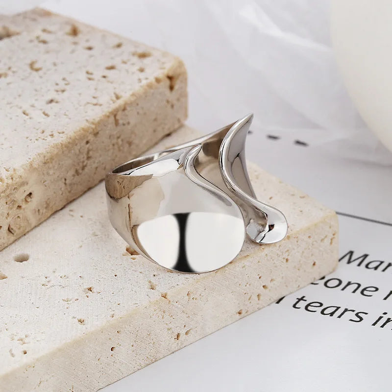 925 Sterling Silver Rings for Women Couple Minimalist Handmade Simple BIg Ring Party Jewelry Gift Prevent Allergy