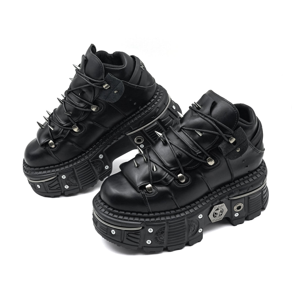 Gothic Ankle Rock Boots 2025 Woman Metal Decor Platform Sneakers New Punk Style Women Shoes Lace-up Shoes