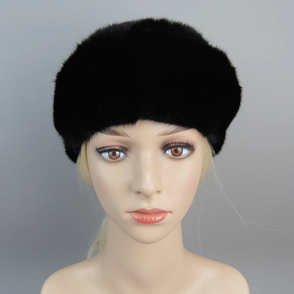 Women winter fur hats real mink fur hat thick knitted berets Russia new arrival fashion good quality female casual caps