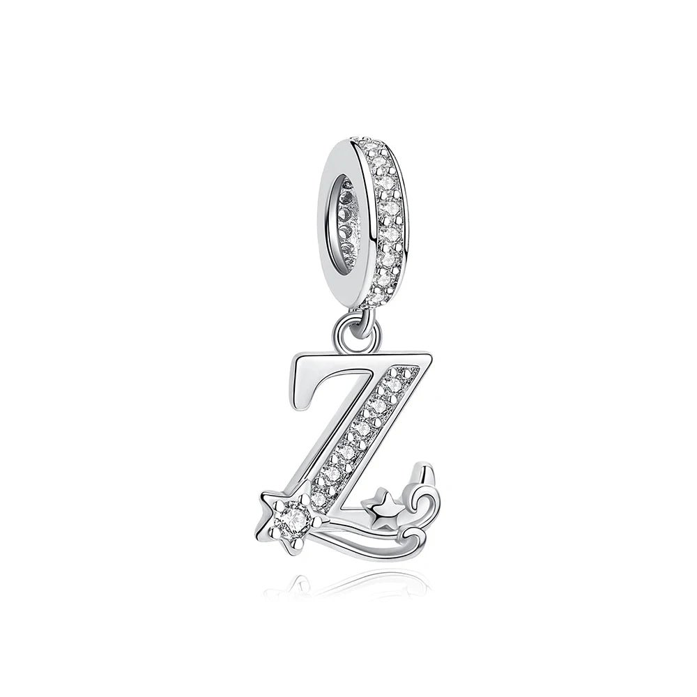 925 Sterling Silver Charms Original Letter Alphabet A-Z Pendant Beads Fit Brand Bracelets Necklaces Diy Jewelry For Women