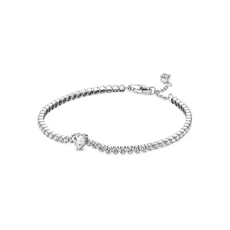 New 925 sterling silver women's charm classic adjustable fashion tennis bracelet New Year Christmas surprise jewelry