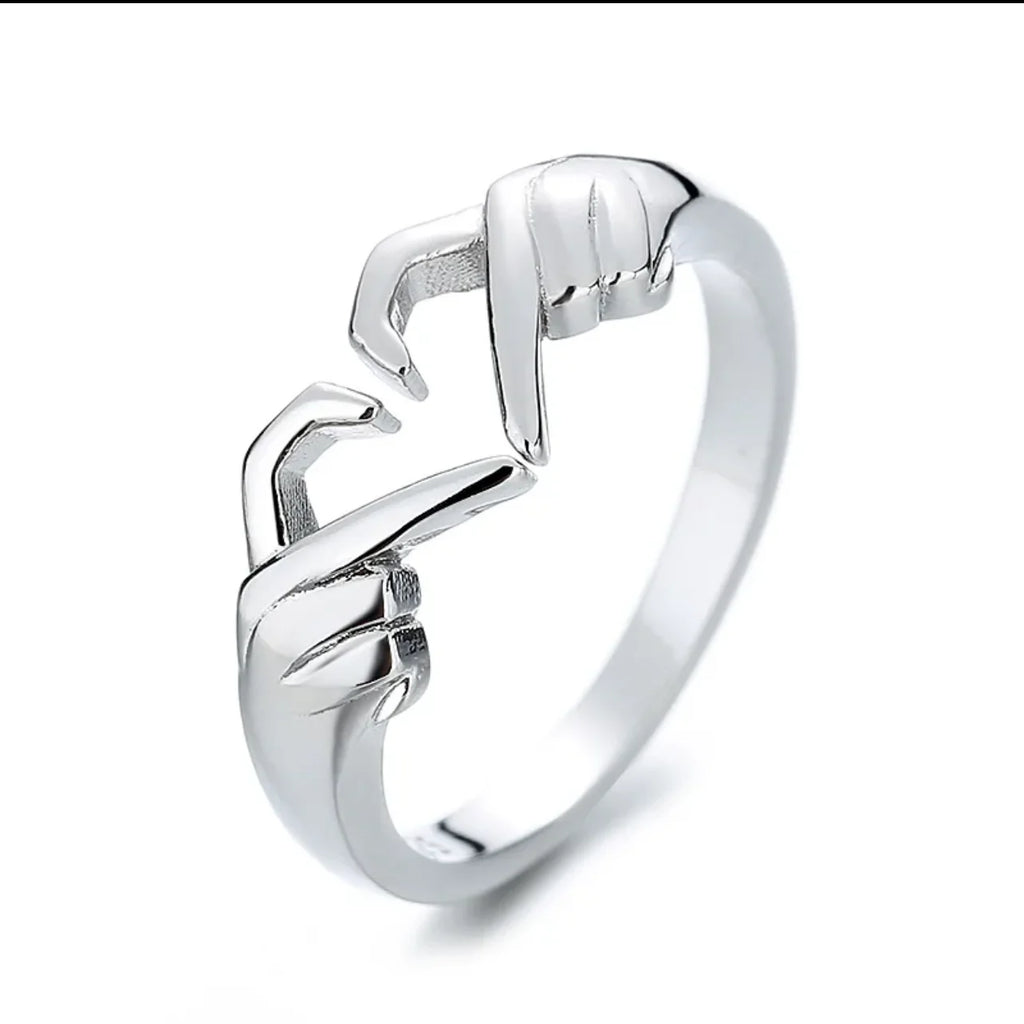 925 Sterling Silver Rings For Women Men Fine Jewelry Finger Adjustable Open Hug Heart Ring For Party Birthday Gift