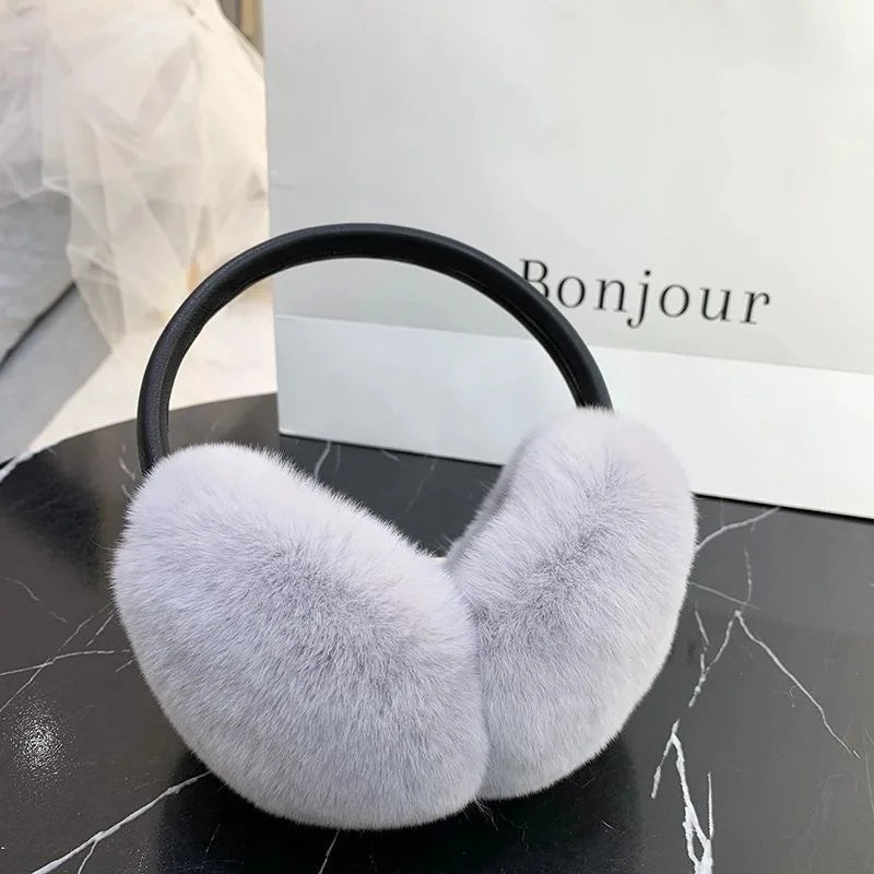 Rex Rabbit Fur Hang Ear Cover Warm Winter Earmuffs Headwear Ear Muffs Fur Earmuffs Cold Ear Warmer Fold Ear Protection Headband