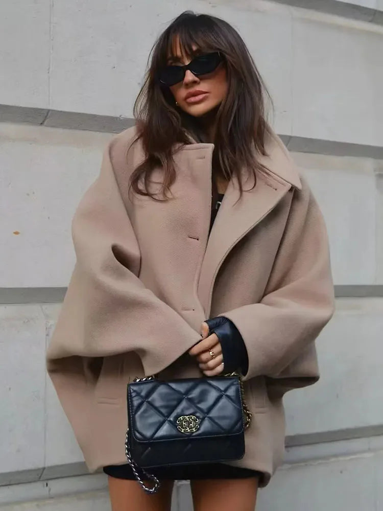 2025 Autumn Winter Women's New Collection Collar Long Sleeve Single breasted Solid Color Loose Jacket Top