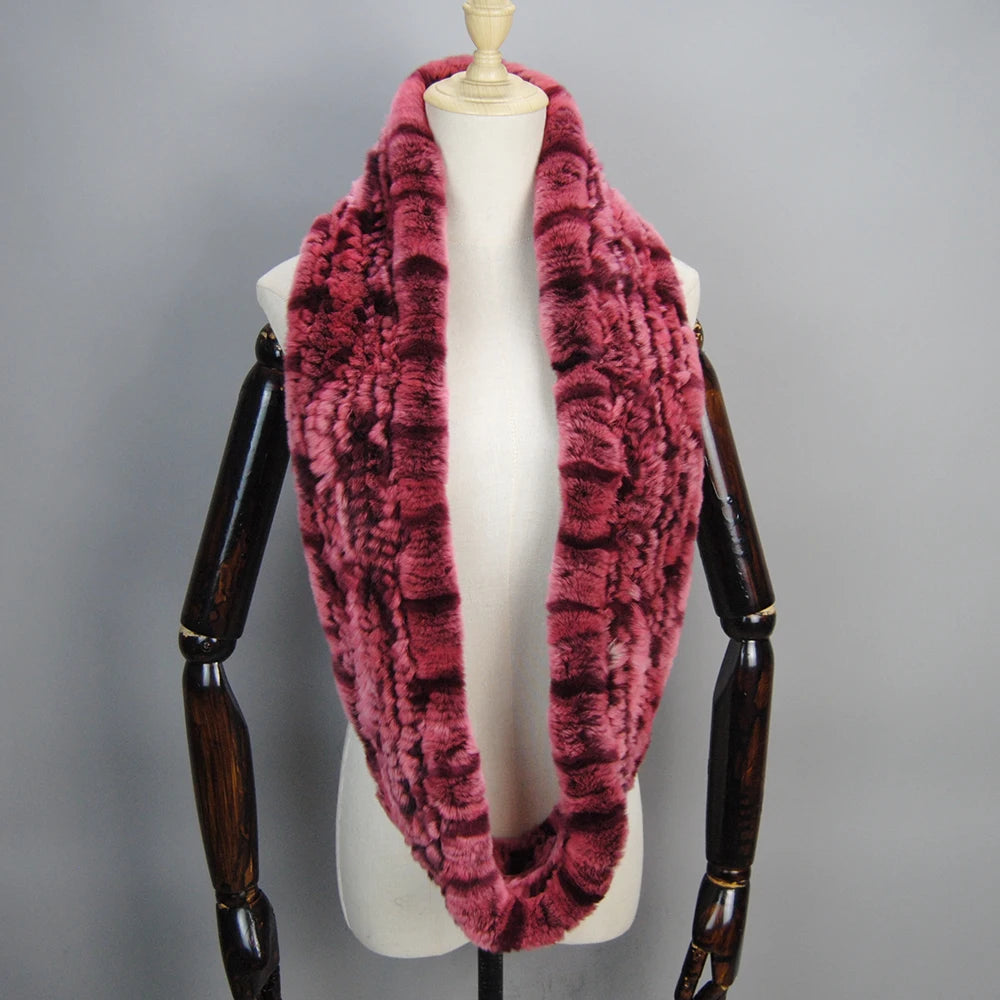 2025 Hot Sale Women New Real Fur Scarf Circle Long Real Fur Scarves Winter Warm Street Fashion Rex Rabbit Fur Muffler