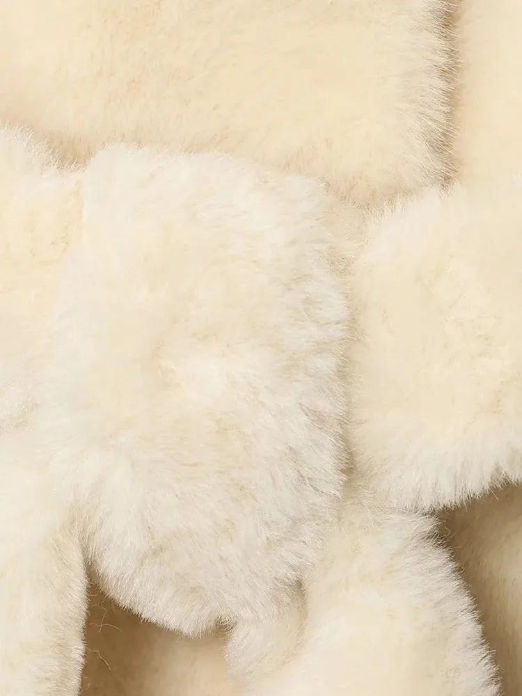 Women Thicken Faux Fur Coats For Autumn Winter Warm Long Sleeve Turn Down Collar Coats Chic New Belt Loose Jacket Street Tops