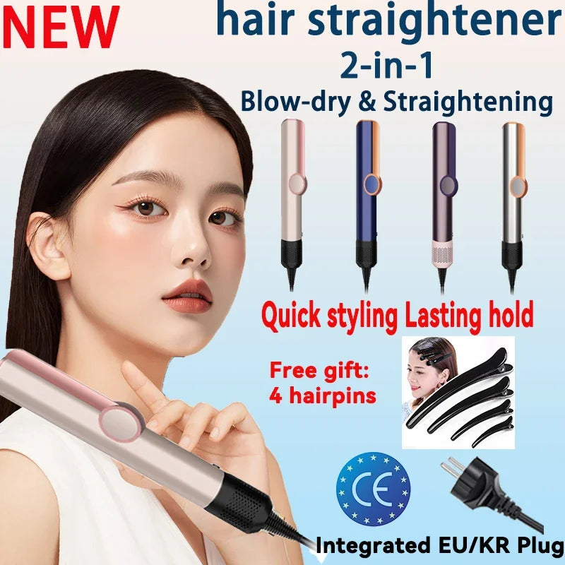 2025 New 2-in-1 Hair Straightener & Dryer Combo - Smartly Controlled Negative Ion Heating Plates, Suitable for Home Hair Styling