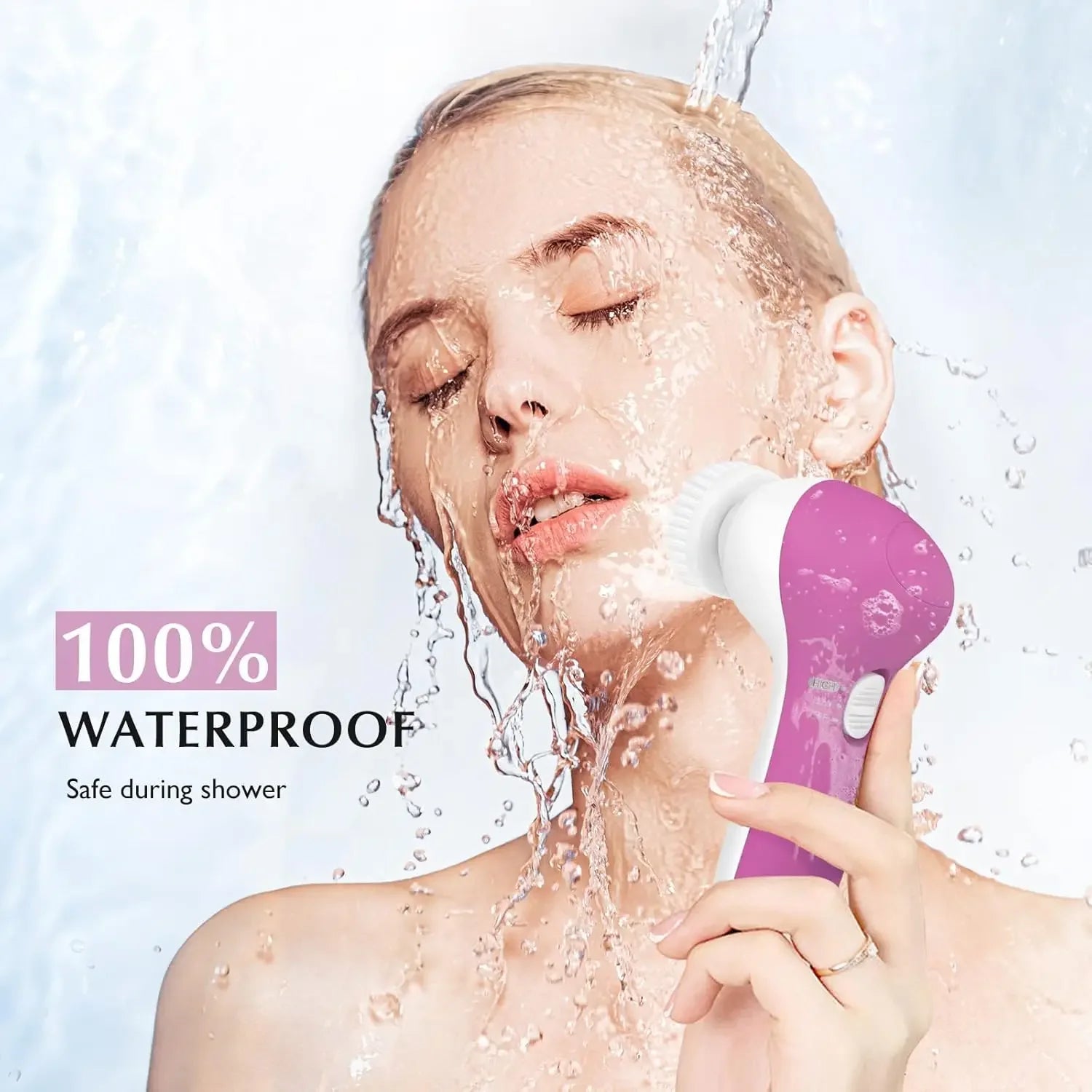 7-in-1 Electric Exfoliating Facial Cleansing Brush for Deep Cleansing and Massaging, with 7 Replaceable Brush Heads.