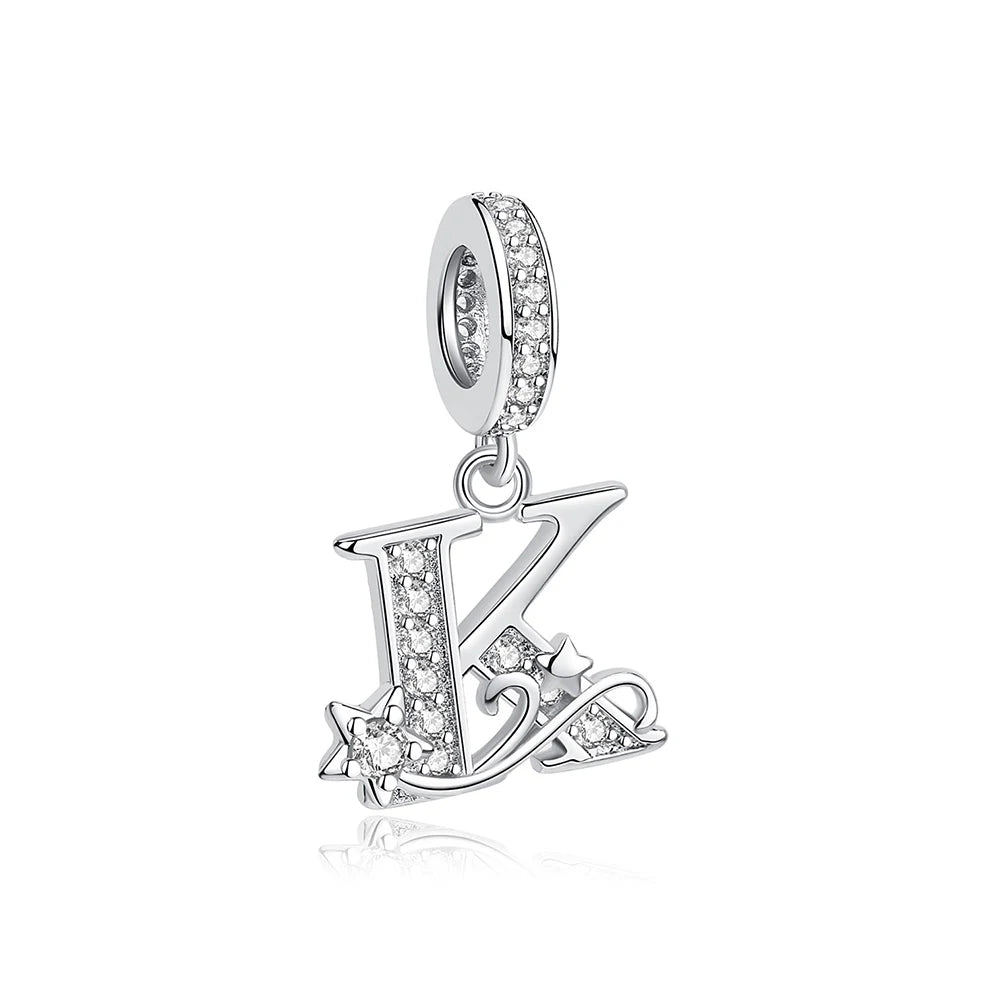 925 Sterling Silver Charms Original Letter Alphabet A-Z Pendant Beads Fit Brand Bracelets Necklaces Diy Jewelry For Women