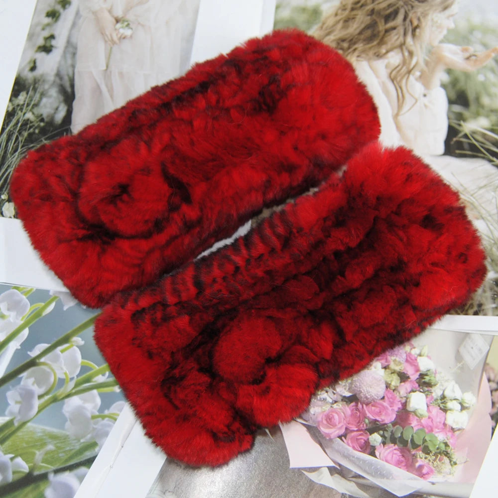 2025 Fashion Real Rex Rabbit Fur Women's Winter Gloves Genuine Fur Mittens Girl Fingerless Gloves Wrist Warmer Elastic Fluffy