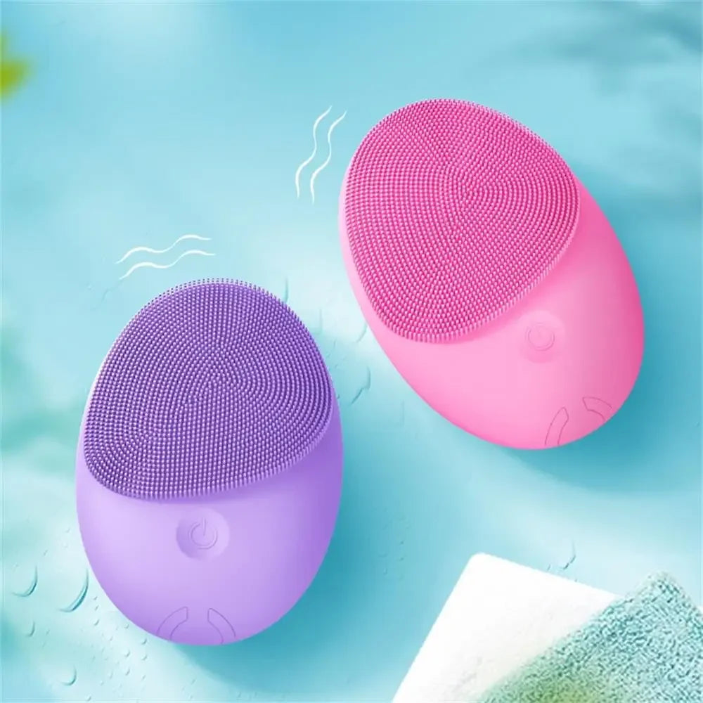 Waterproof Electric Silicone Facial Cleansing Brush - Gentle Silicone Material for Deep Pore Cleansing, Exfoliation, and Massage