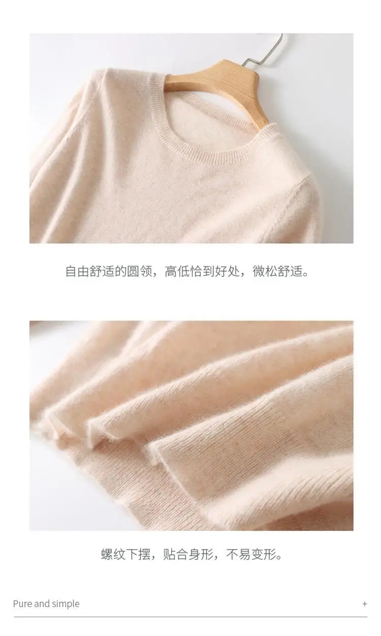 High Quality Pure Colors Spring Autumn Winter European Style Women Fashion Pullovers Knitted Cashmere Wool Sweater Lady Big Size