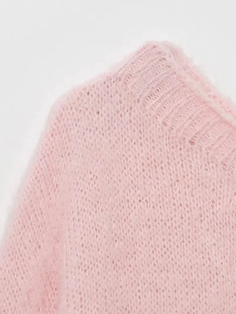 Women's Fashionable Lazy Pink One Shoulder Sweater 2025 Autumn New Design Sense Knitted Sweater Loose Top Female Clothing