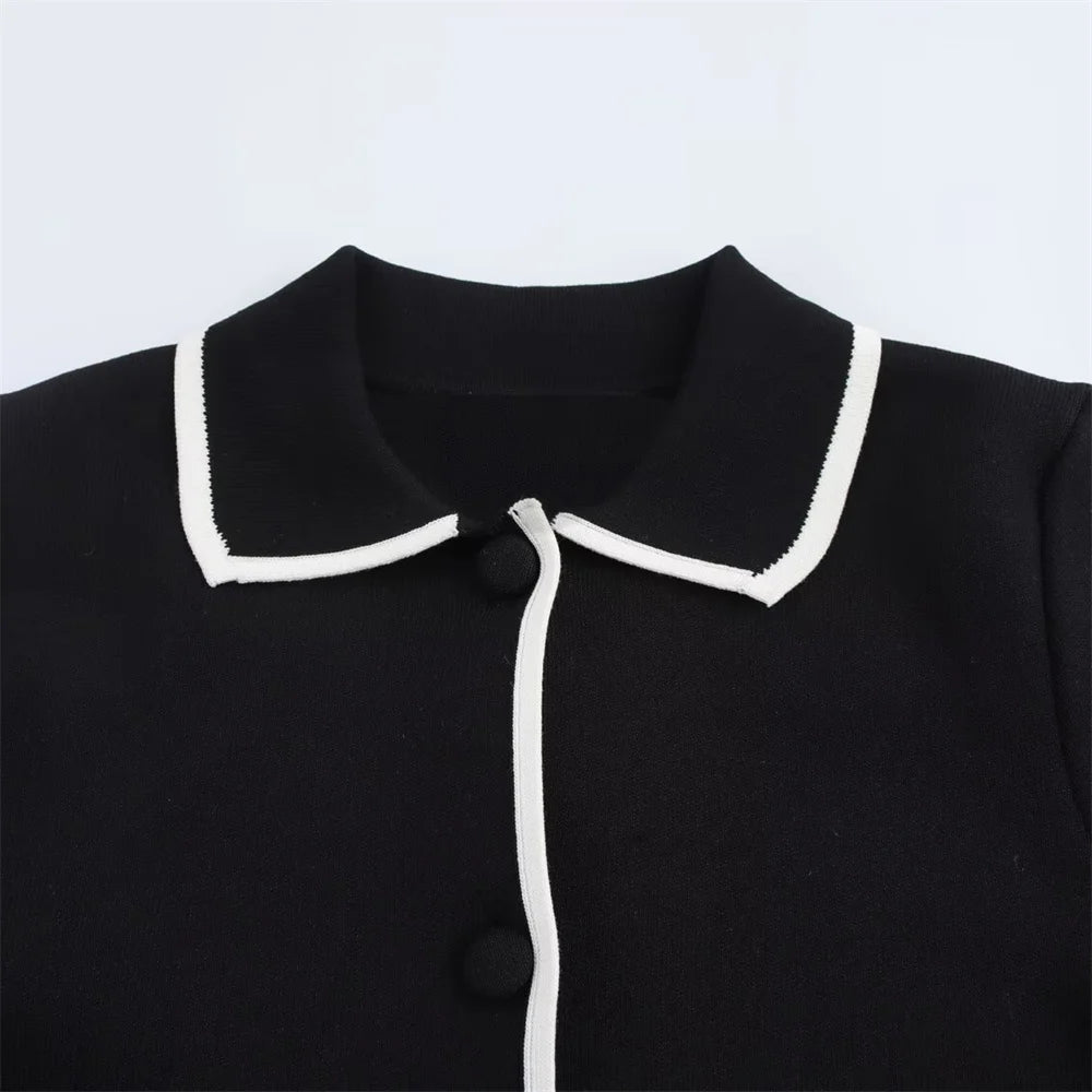 Women's Minimally Knitted Coat with Button Pocket Decoration Spring New Women's Knitted Sweater