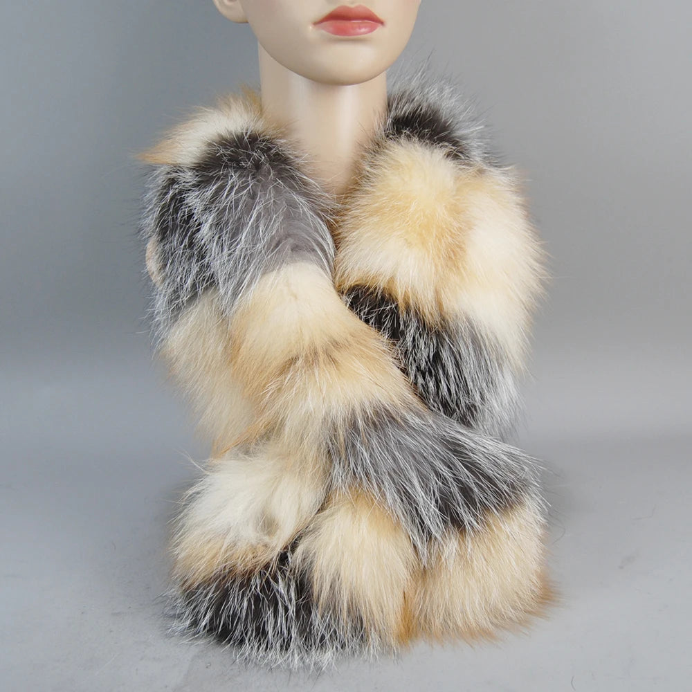 2025 Brand Hot Sale Men Women Genuine Fox Fur Scarf 100% Real Natural Fox Fur Collar Scarves Wraps Good Quality Fur Ring Muffler