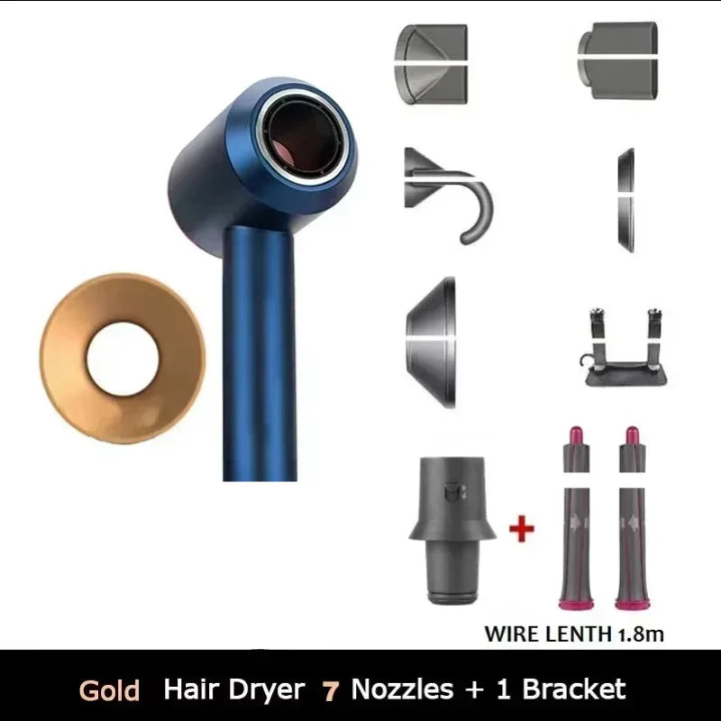 Professional negative ion hair dryer for home high-speed leafless constant temperature hair dryer quickly drying with curly nozz