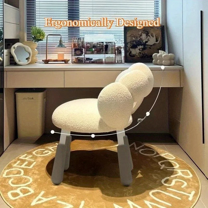Dressing stool cream wind makeup chair lamb wool small apartment bedroom girls Internet celebrity desk matching