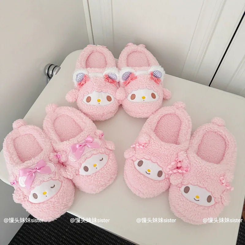 Cute My Sweet Piano Fluffy Home Slippers Adorable Plush Indoor Shoes Cozy Warm Bedroom Slippers for Girls Women Non-slip Flat