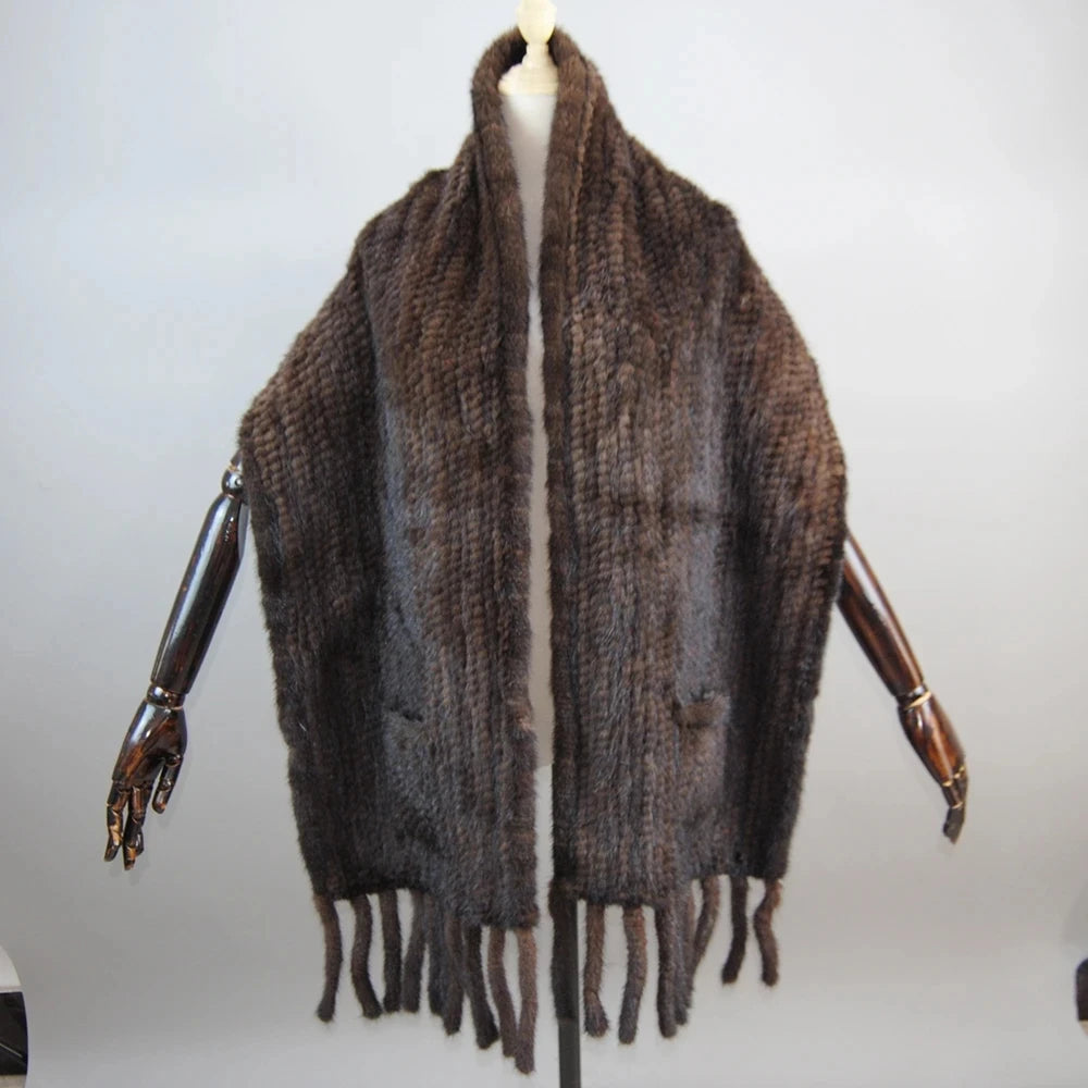 Women's scarf Winter Real Natural Mink Fur Scarf Lady 100% Natural Real Mink Fur Shawl Women Knit Real Mink Fur Pashmina Scarves