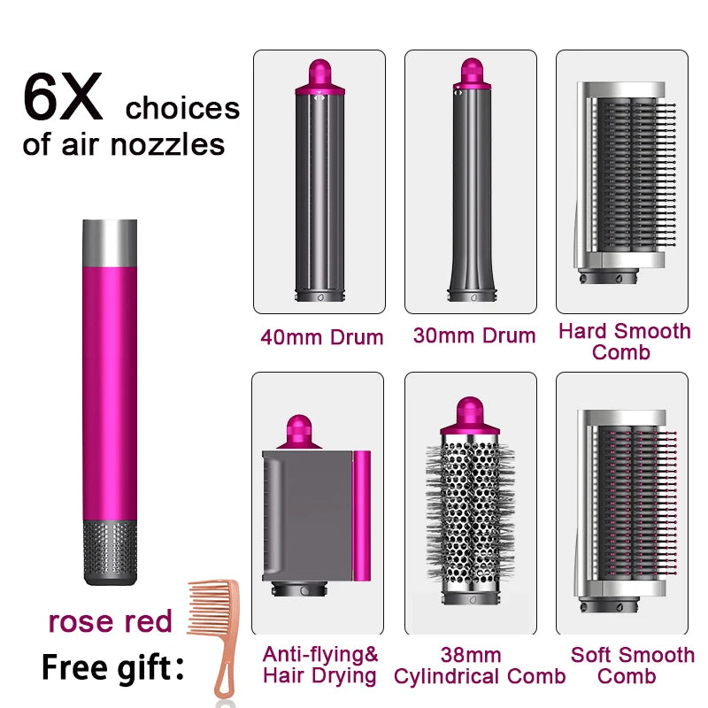 6IN1 Multi Hair Styler, 1300W High Power, Combines Drying, Straightening and Curling Functions, Suitable for Home and Salon Use