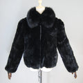 2025 Brand Winter Warm Soft Quality Real Rex Rabbit Fur Coat Women Rex Rabbit Fur Short Jackets With Real Fox Fur Collar Overcoa