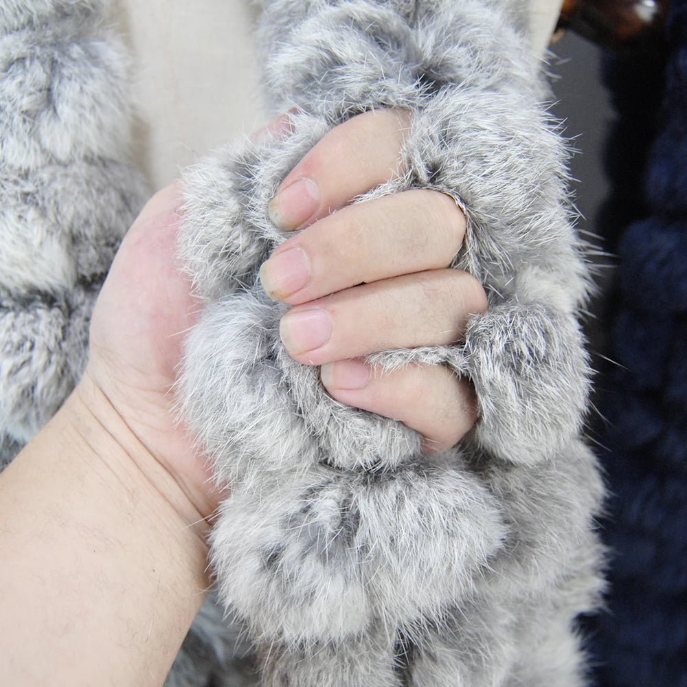 Women Winter Warm Real Rabbit Fur Scarf Hot Sale Natural Rabbit Fur Muffler 2025 Lady 100% Genuine Fur Scarves Wholesale Retail