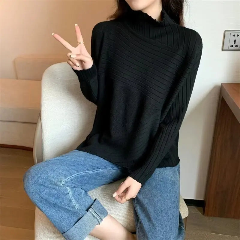 2025 Autumn Winter Women Sweater Turtleneck Cashmere Sweater Women Knitted Pullover Fashion Keep Warm Loose Tops