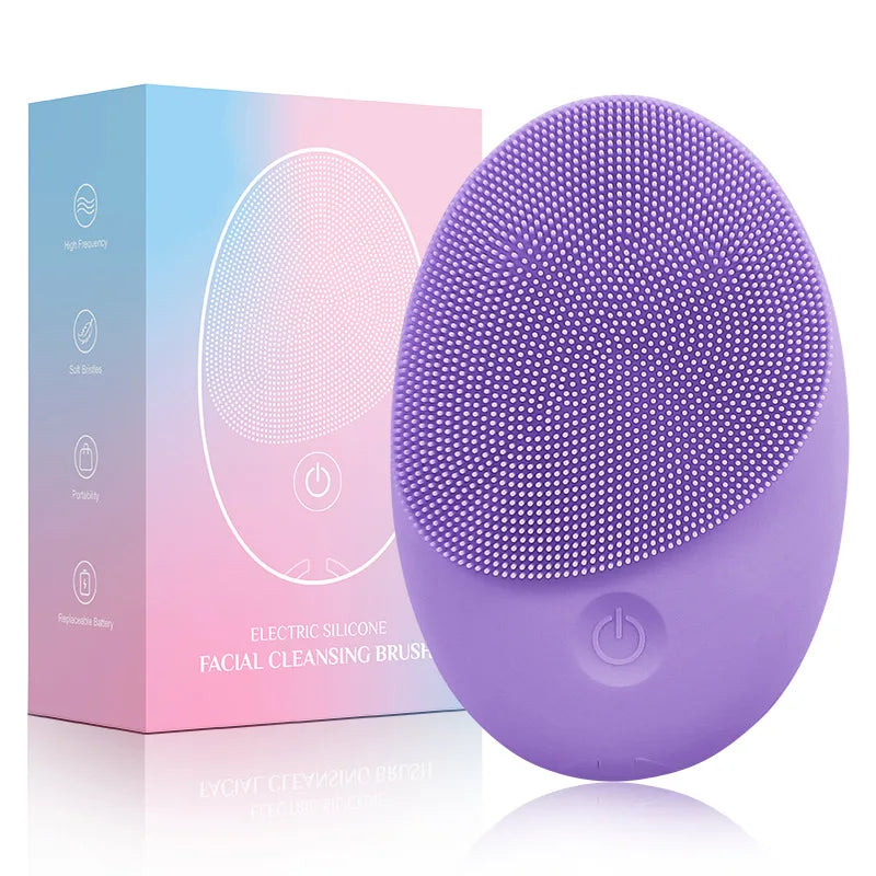 Waterproof Electric Silicone Facial Cleansing Brush - Gentle Silicone Material for Deep Pore Cleansing, Exfoliation, and Massage