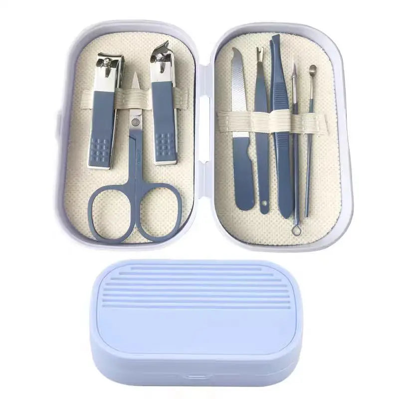8pcs Manicure Foot Care Kit Including Nail Clippers and Trimming Tools with Portable Storage Box