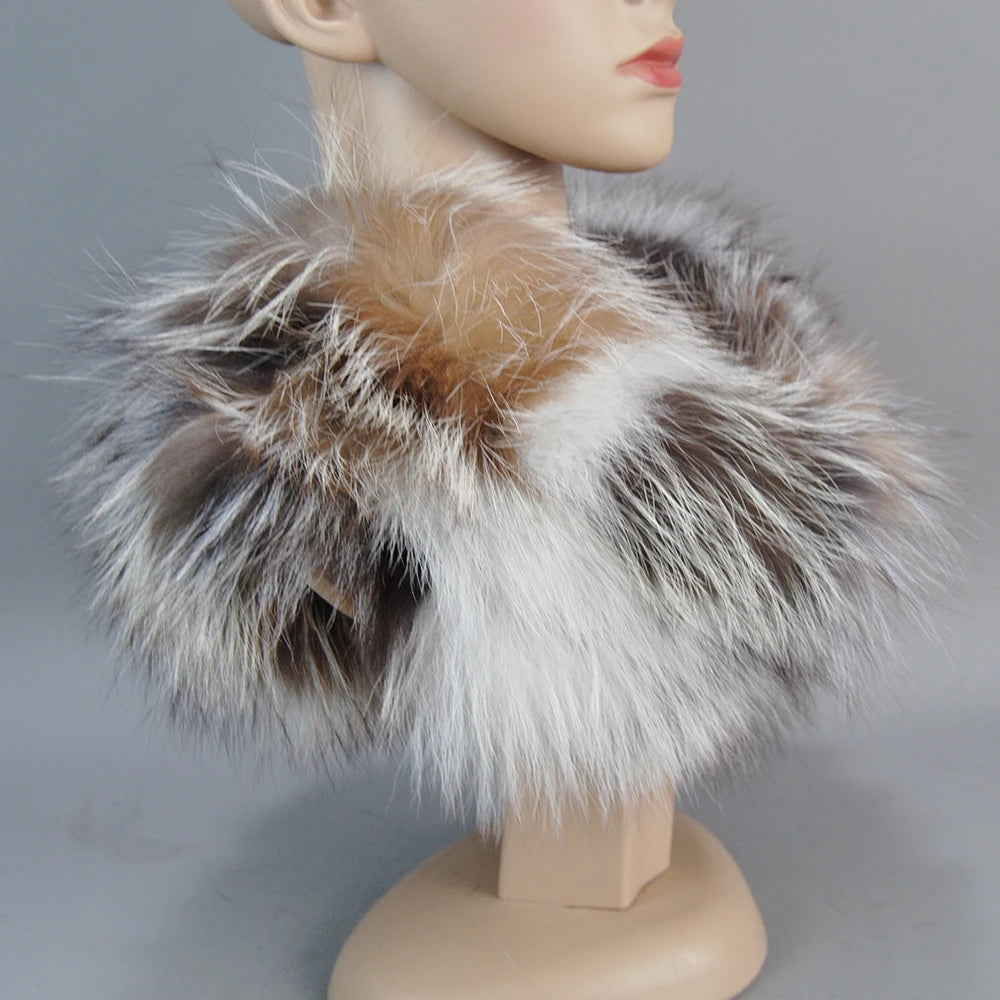 2025 New Style Luxury Women Winter Real Fur Scarves Warm Real Fox Fur Mufflers 100% Natural Fox Fur Collar Scarf Ring