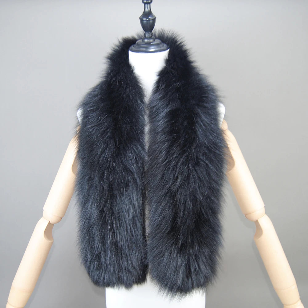 Women Real Fox Fur Scarf Fashion Lady Winter Warm Soft Knitted Real Fox Fur Neckerchief Quality Natural Fox Fur Ring Scarves