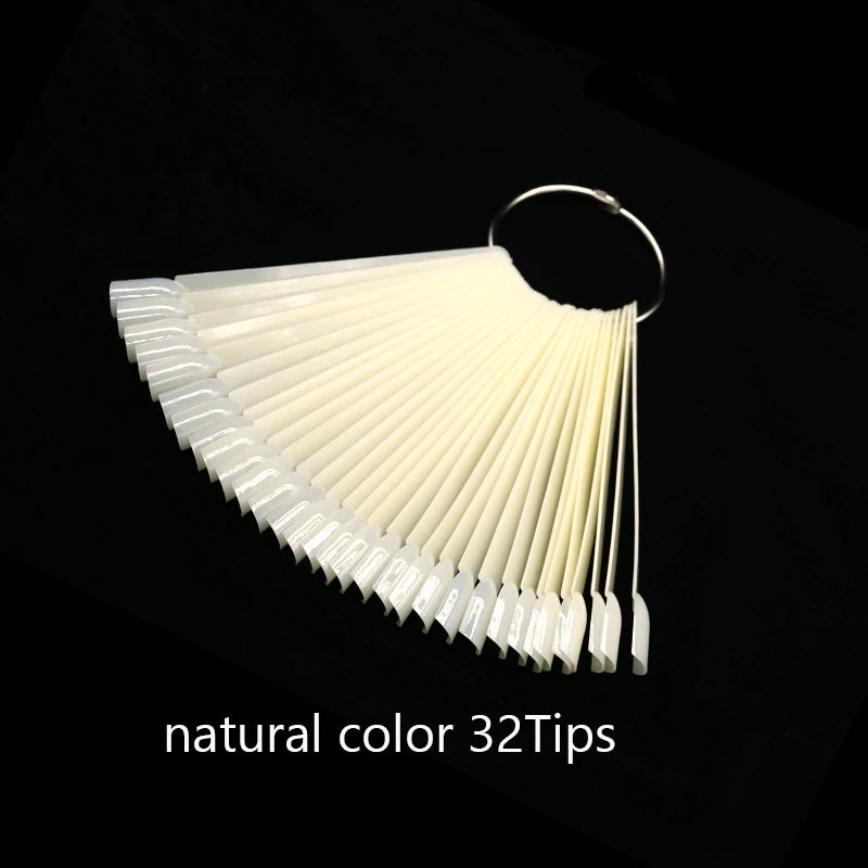 50Pcs False Tips Clear Nature Nail Art Display Oval Fan Style Nail Swatch Polish Stand Tips Practice Manicure Accessories Tool