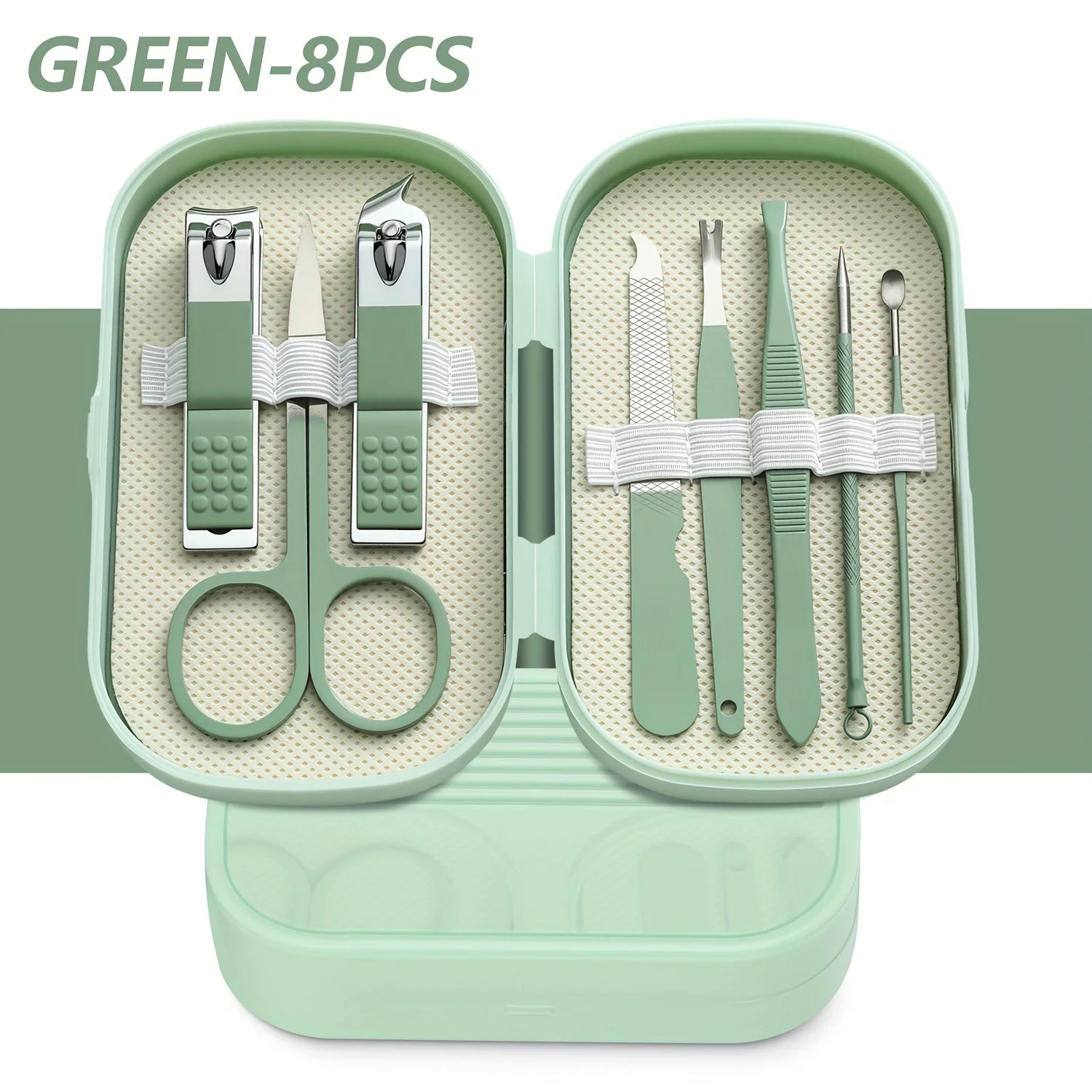 8pcs Manicure Foot Care Kit Including Nail Clippers and Trimming Tools with Portable Storage Box