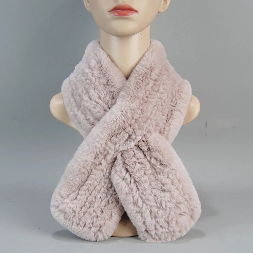 2025 New Fashion Women Real Rex Rabbit Fur Headbands Warm Good Elastic Real Rex Rabbit Fur Scarf Natural Rex Rabbit Fur Scarves