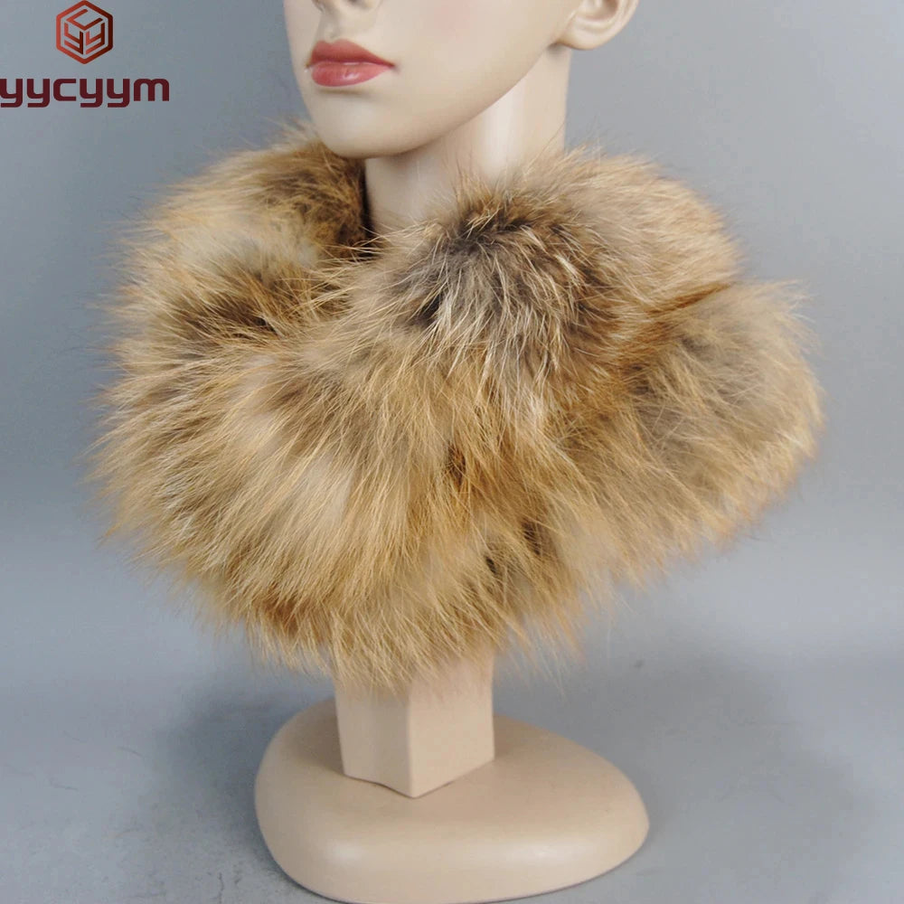 2025 New Style Luxury Women Winter Real Fur Scarves Warm Real Fox Fur Mufflers 100% Natural Fox Fur Collar Scarf Ring