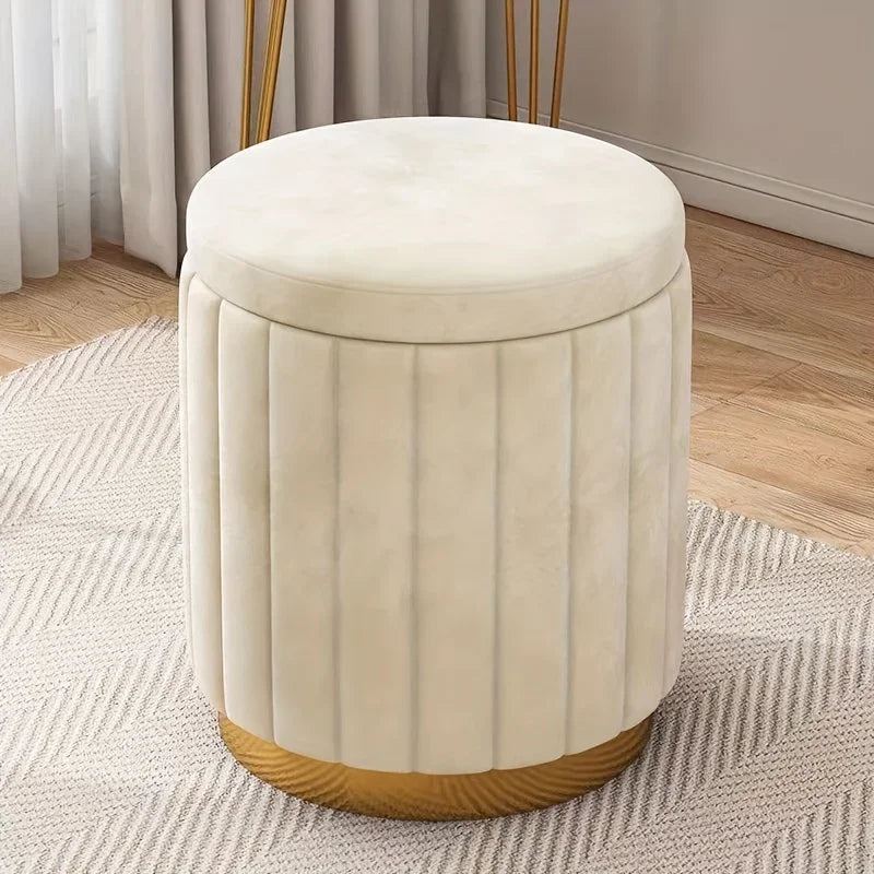New Storage Round Stool, Shoe Changing Stool with Storage Space, Makeup Stool, Bedroom Dressing Table Round Stool