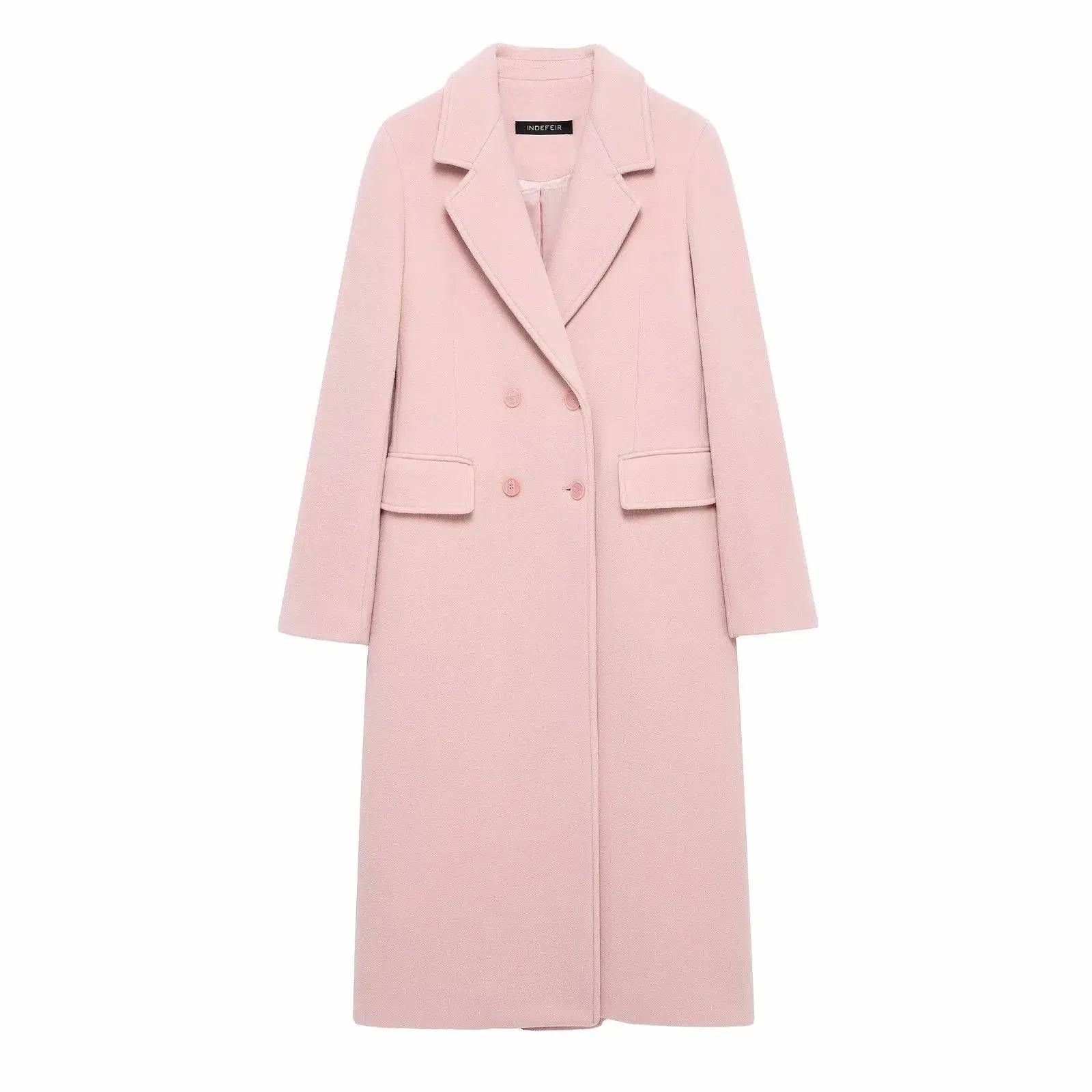 Women Autumn Burgundy Multicolour Wool Blended Overcoat for Women Fashion New Warm Double Breasted Lapel Long Coat Jacket