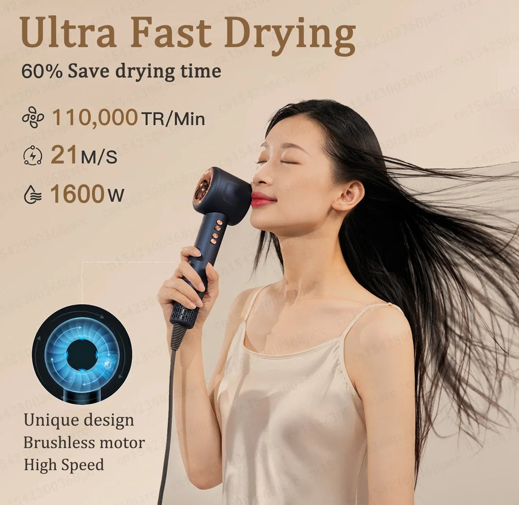 220V 1600W Super Hair Dryer Leafless Hair dryer Personal Hair Care Styling Negative Ion Tool Constant Anion Electric Hair Dryers