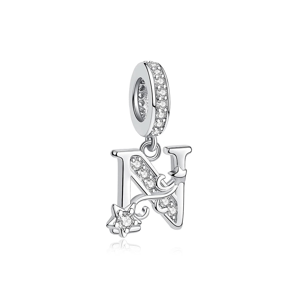925 Sterling Silver Charms Original Letter Alphabet A-Z Pendant Beads Fit Brand Bracelets Necklaces Diy Jewelry For Women