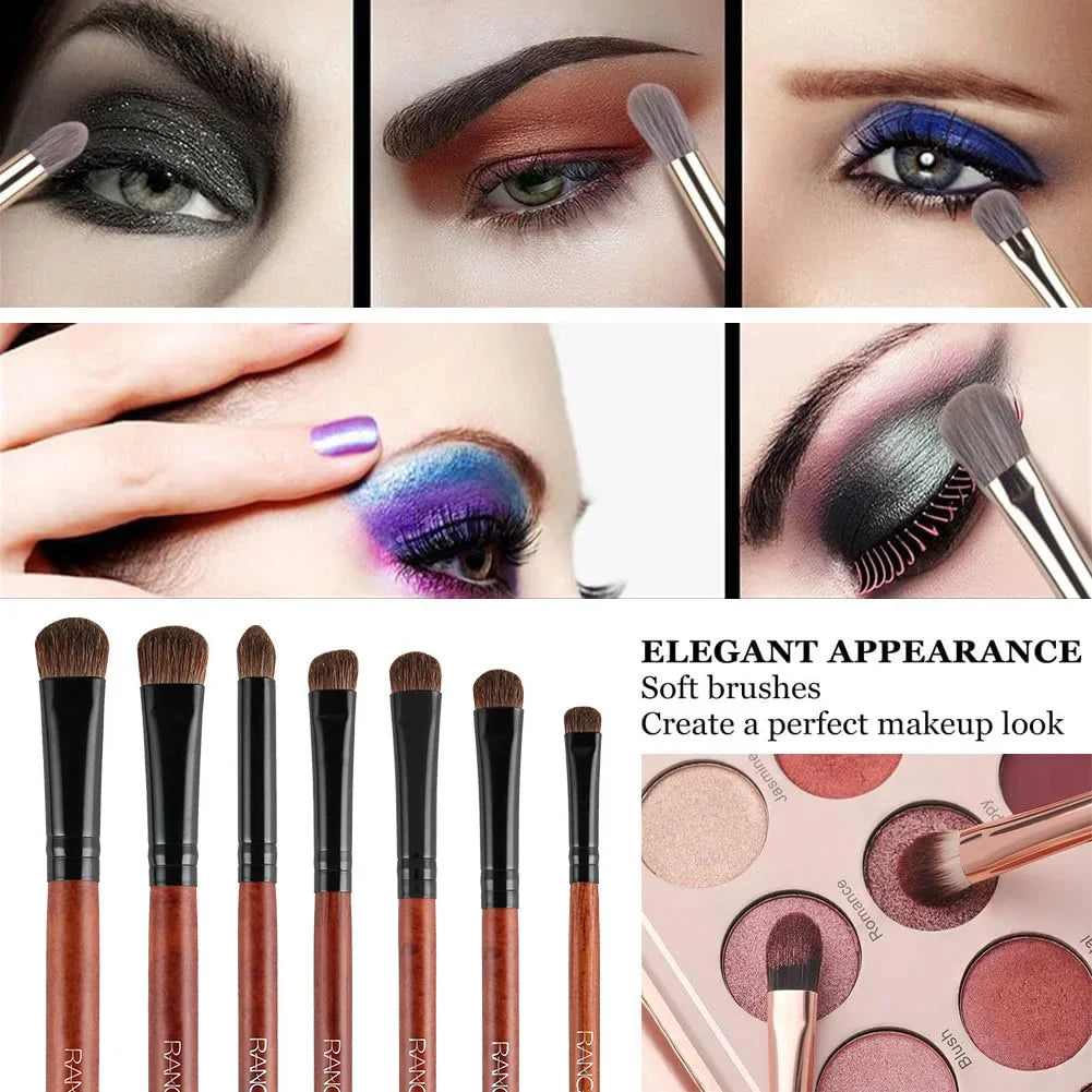 7-Piece Professional Eyeshadow Brush Set | Pure Pony Hair for Flawless Smokey Eye Application，Professional Makeup Tools