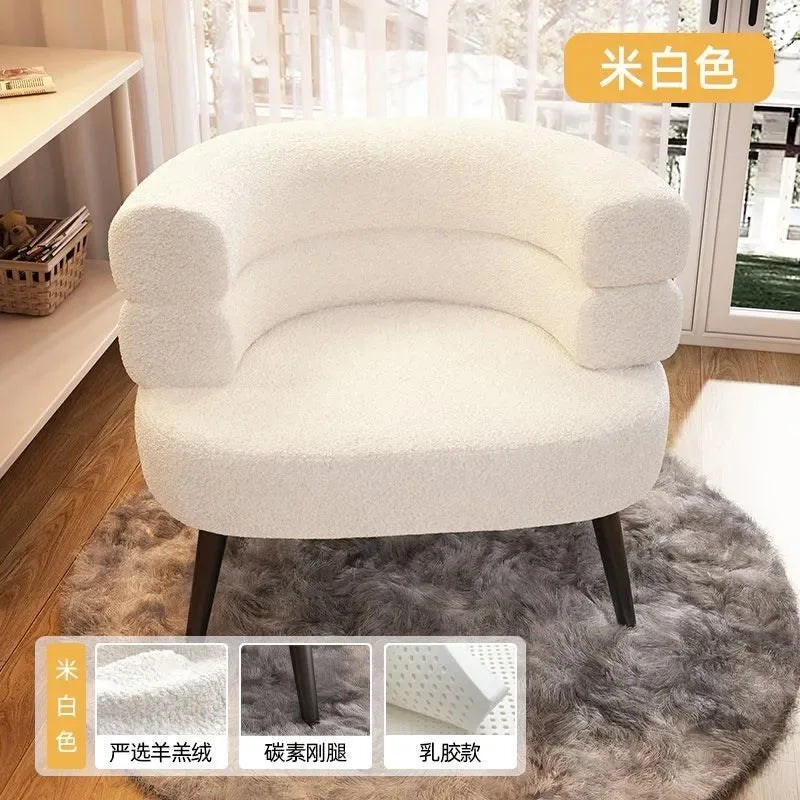 Living Room Lamb Velvet Lazy Sofa Chair Bedroom Makeup Chair Home Single Sofa Chair Lounge Chair