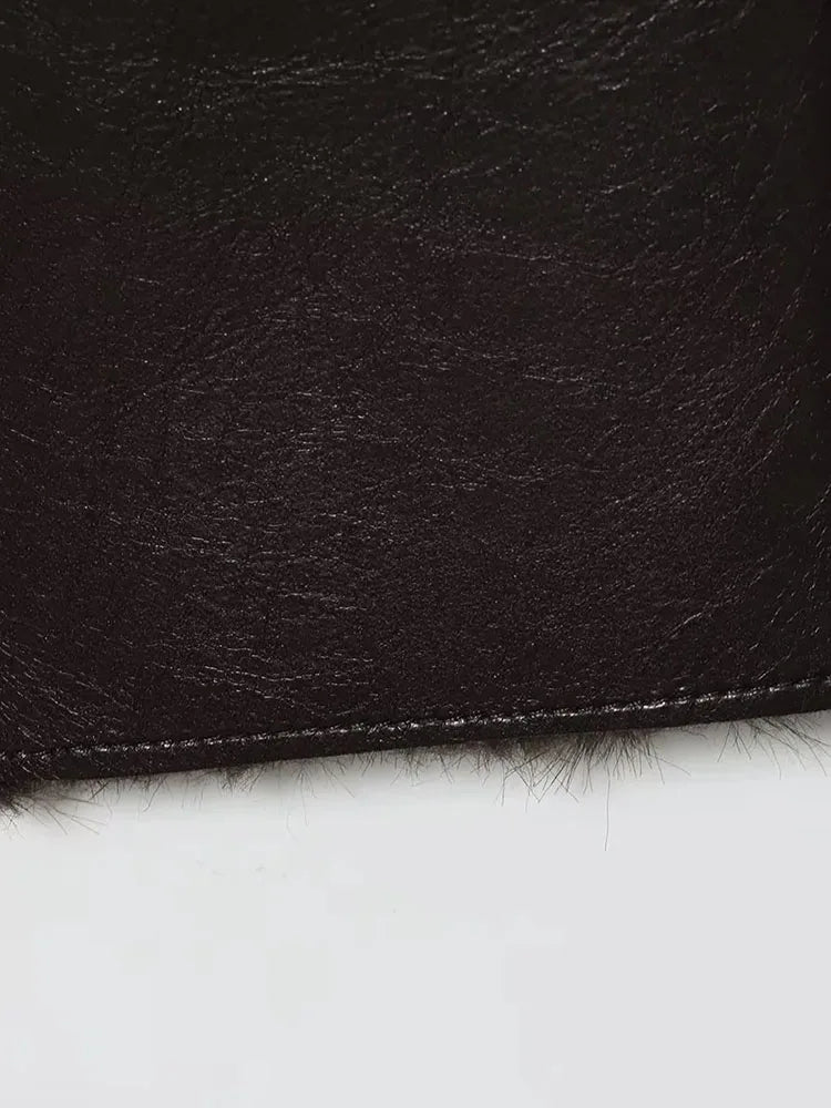 Women 2025 Winter New Reversible Plush Faux Leather Jackets For Blends Thick Winter Office Turn-down Collar Coat Chic Outerwear