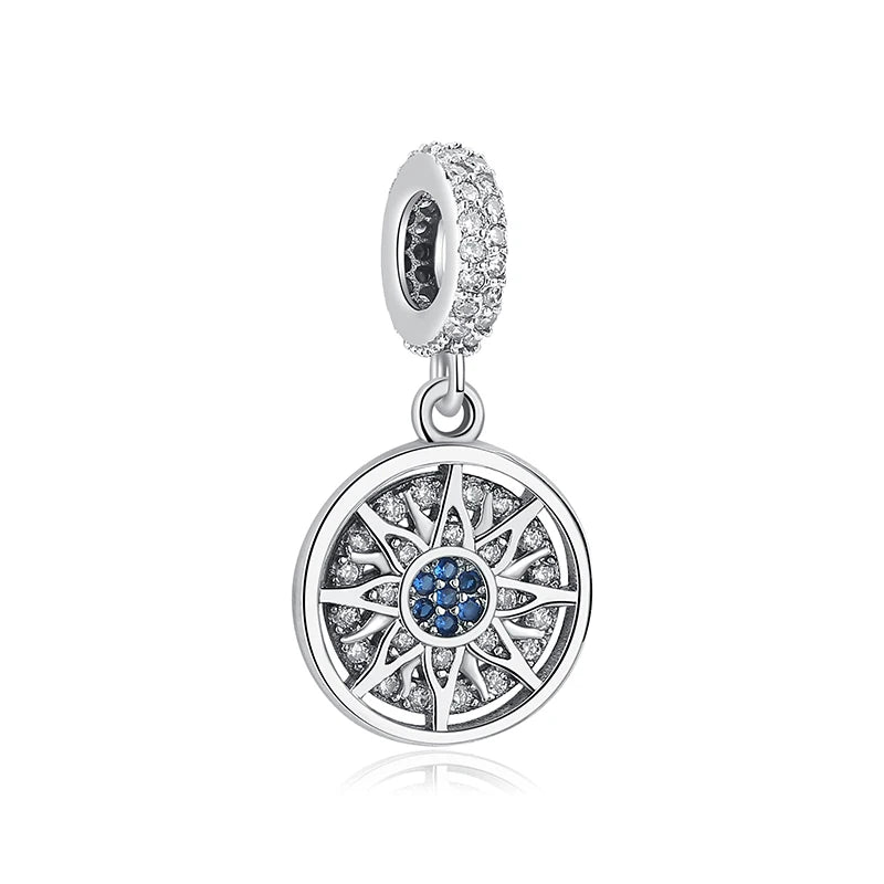 New Original 925 Sterling Silver Charms Star Moon Blue Crystal Glass Beads Fit Brand Bracelets Necklaces Jewelry For Women